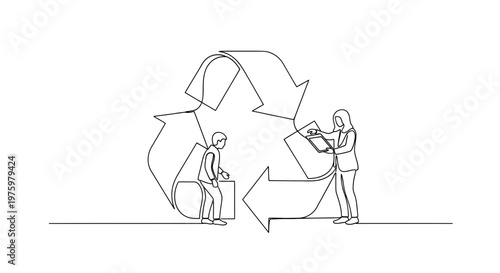 Business people recycling paper document.