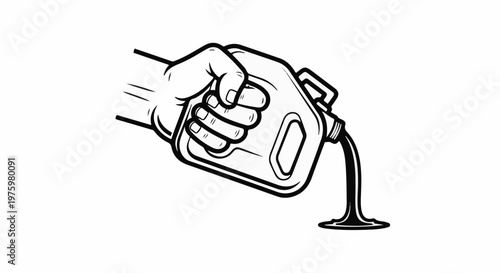 Hand holding a container pouring dark liquid onto a surface