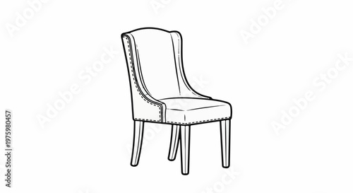Elegant tufted upholstered dining chair with curved back and wooden legs