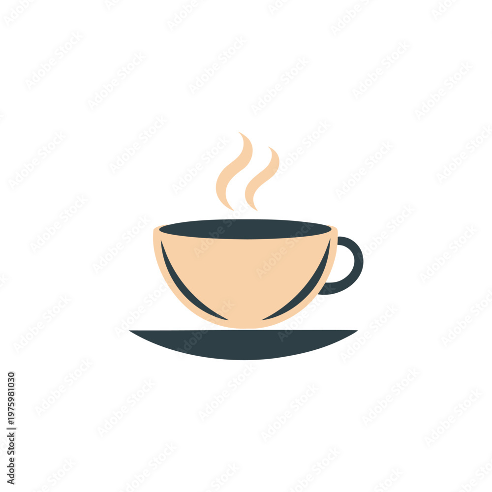 Obraz premium Elegant Tea Cup Logo Design, Minimalist Hot Beverage Icon, Cozy Café Branding