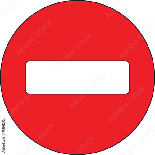 No entry prohibition sign in flat style, red stop symbol vector illustration