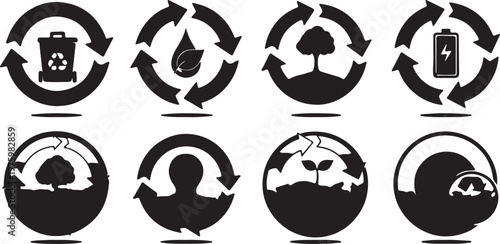 Set of Manual book symbols with hand. Read before use. Refer to instruction manual booklet mandatory signs