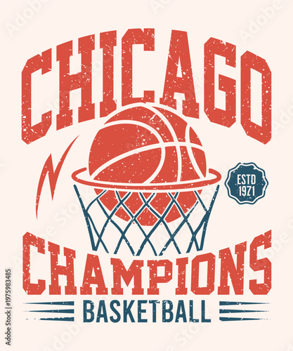 Vintage Chicago Basketball Champions Logo Design