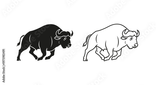 Buffalo vs Yak Ancient Symbols  Mythical Beasts Vector