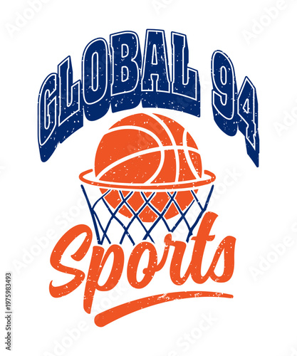 Vintage Basketball Logo with Global Sports