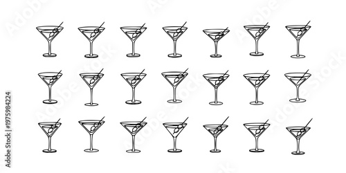 Martini Glass Cocktail Silhouette Vector Icon