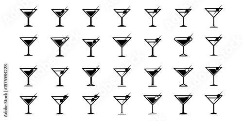 Martini Glass Cocktail Silhouette Vector Icon