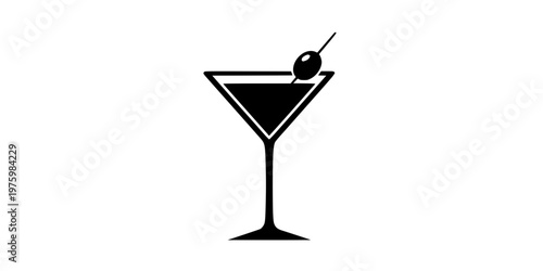 Martini Glass Cocktail Silhouette Vector Icon