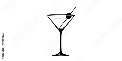 Martini Glass Cocktail Silhouette Vector Icon