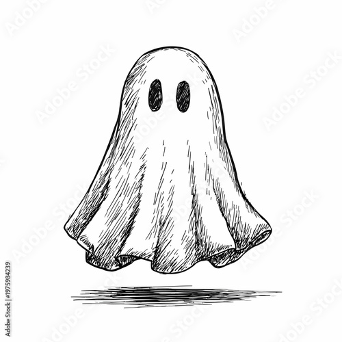 A cartoon ghost wearing a royal crown doodle floats in air