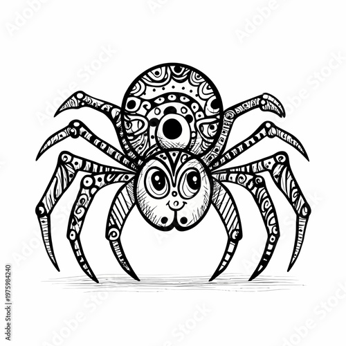 A doodle illustration of a spider with a royal crown-like pattern on its body
