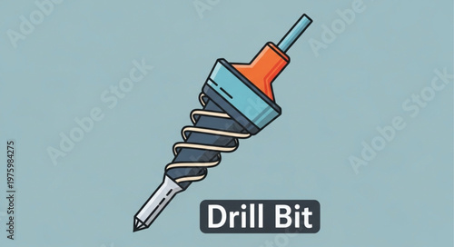 Illustration of a drill bit with a spiral fluted design.