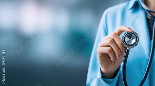 Medical Professional's Touch: A close-up of a medical professional, stethoscope in hand, embodying compassion, care, and the pursuit of well-being.