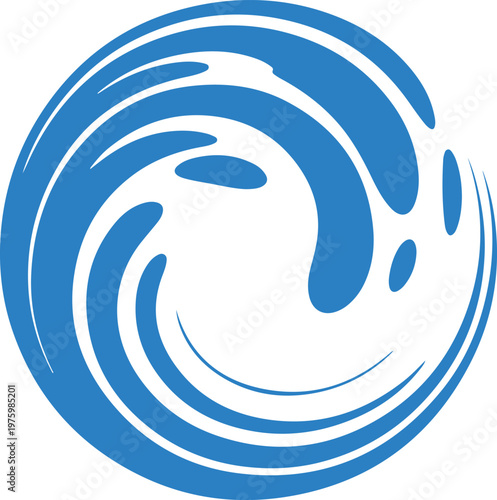 Abstract Ocean Wave Logo Minimal Blue Water Swirl Design Modern Marine Symbol
