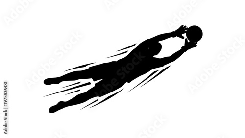 Vector Goalkeeper Dive Silhouette.svg