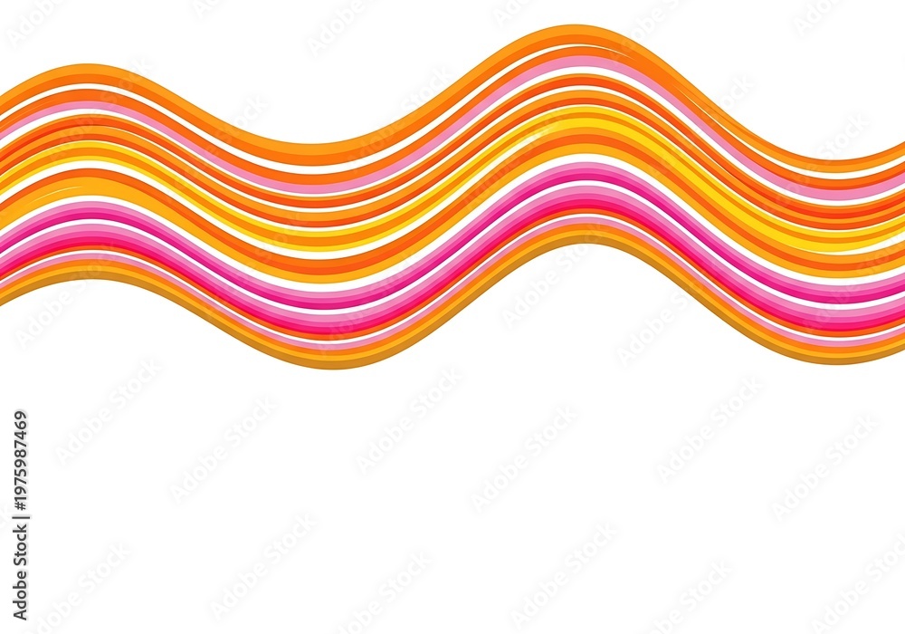Obraz premium Colorful wavy lines in shades of pink orange and yellow on white