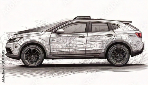 Side View of Modern SUV.