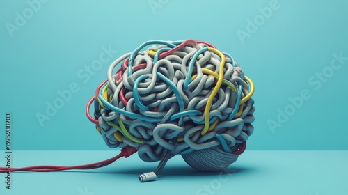 Brain wires artificial intelligence neural network technology concept