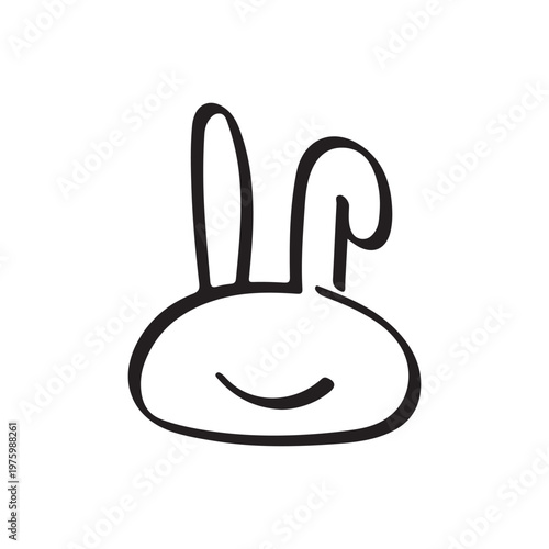 Cute rabbit face smiling outline doodle