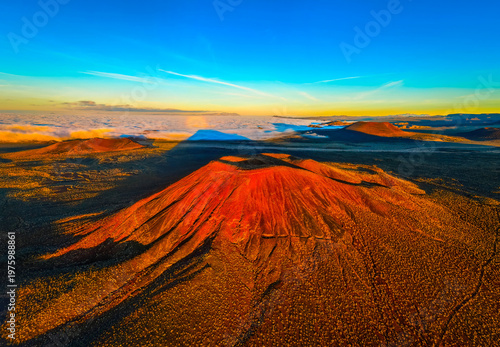 Aerial View of Mojave Desert Cinder Cones at Sunrise