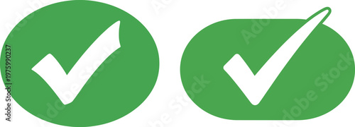 Two vibrant green check mark icons representing confirmation success and positive validation in a minimalist design