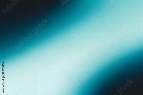 Fotografie Abstract Grainy Gradient Background with Dramatic Cyan to White Soft Glow on Dar