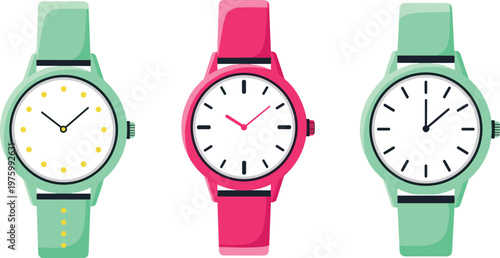 Colorful Watch Collection Vector Illustration for Fashion, Accessories, and Lifestyle Designs