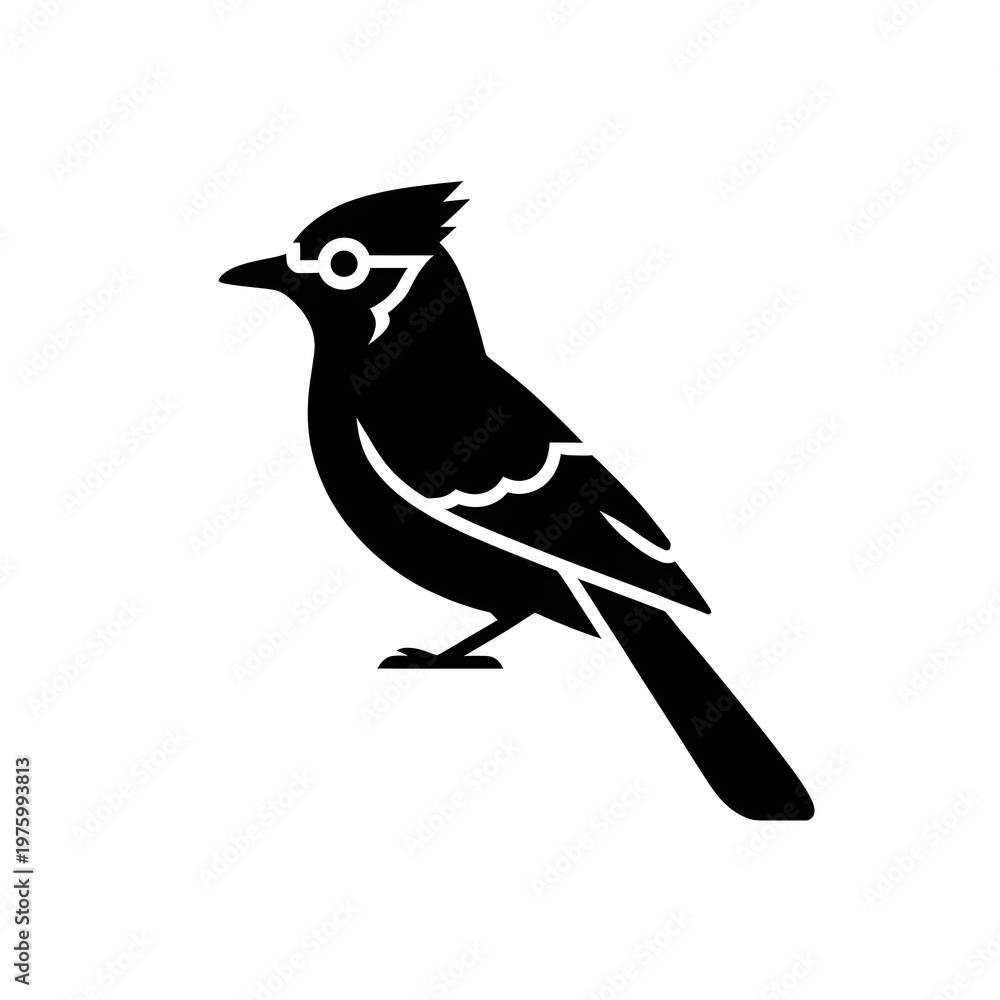 Fototapeta premium a minimalist vector icon of a blue jay wearing glasses isolated on transparent background