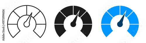 Scale speed icon, tachometer symbol set, speedometer