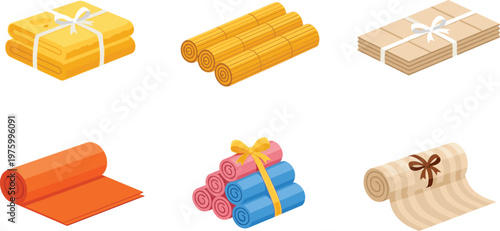 Rolled Towels and Fabric Bundles for Spa, Bathroom, and Textile Industry Use – Soft Towels, Mats, and Cloth Rolls