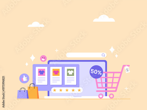Online shopping, the internet shopping concept on a computer