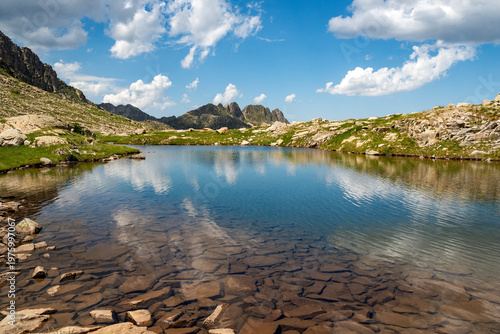Lake Estanhets deth Port in the Circ de Colomers hiking trail, in Vall d´Aran, Lleida province, Catalonia, Spain