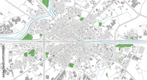 Detailed City Map Depicting Urban Planning and Green Spaces.