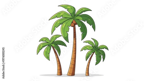 Palm Trees Vector Illustration: Tropical Island Graphic, Summer Vacation Design, Exotic Holiday, Beach Resort Decor, Nature Element