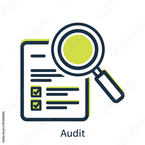 Magnifying glass over a checklist on paper, symbolizing audit and inspection in business