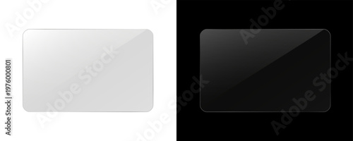 Tablet protective glass. Shiny transparent tablet screen glass. Overlay reflection mockup. Plastic device panel background