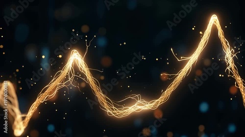 Glowing waves pulse and flicker in a dark cityscape, creating a captivating visual symphony