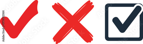 Visual representation of choices checkmarks and an x signifying agreement disagreement and digital confirmation