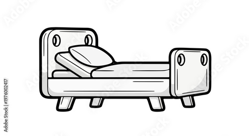 cartoon hospital bed medical icon vector illustration