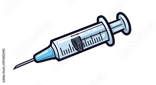 cartoon medical syringe and needle vector illustration