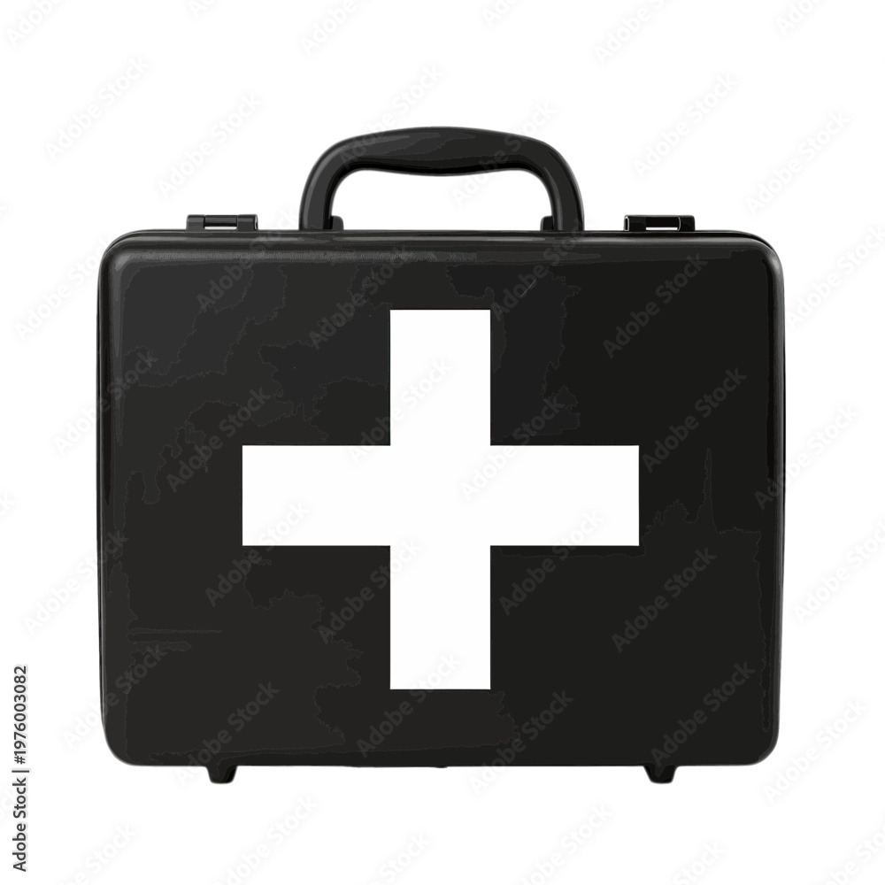 Fototapeta premium Black Hard Case Icon with White Cross