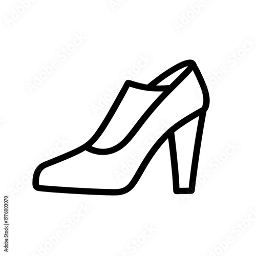 Black High Heel Shoe Line Icon