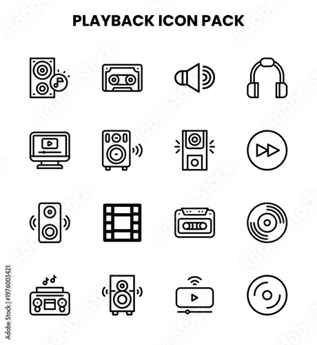 Playback Line Icons Pack