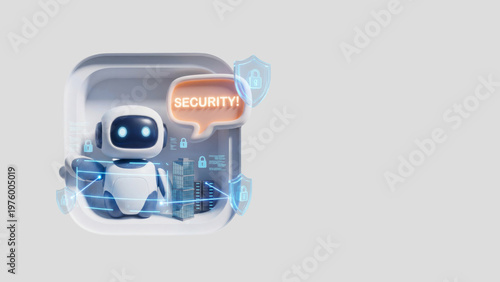 AI Security Agent — Shield and Padlock Protection, Copy Space