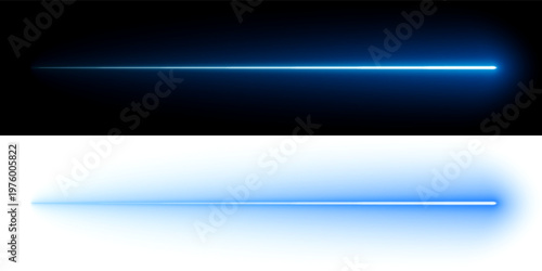 Glowing light blue line, moving light streak ray, transparent shining ray effect