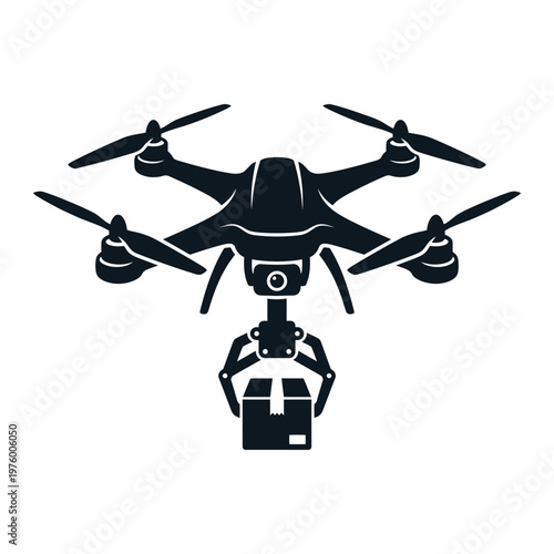 Drone delivering a package with robotic arm