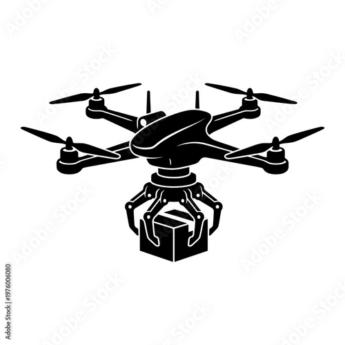 Drone delivering a package - illustration
