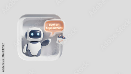 AI Appointment Scheduling Agent — Neumorphic 3D Icon with Copy S