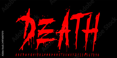 Gothic font, Savage, medieval dark y2k alphabet, letter typography print, dark vintage scary typeface. Rock poster sign, handwritten graffiti, hardcore calligraphy. Gothic font design