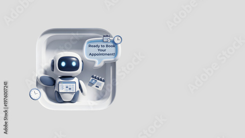 AI Appointment Scheduling Agent — Neumorphic 3D Icon with Copy S